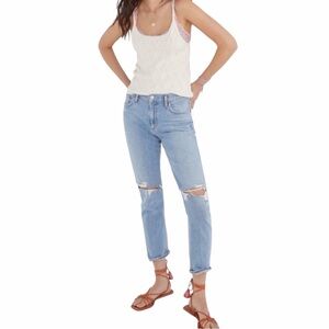 AGOLDE Toni Distressed High Rise Straight Leg Jeans Light Blue Size 27
